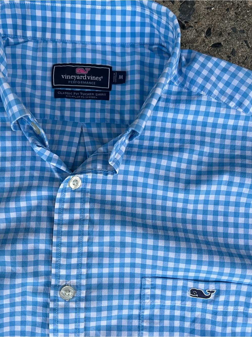 Vineyard Vines Blue and White Gingham Button-Down Shirt